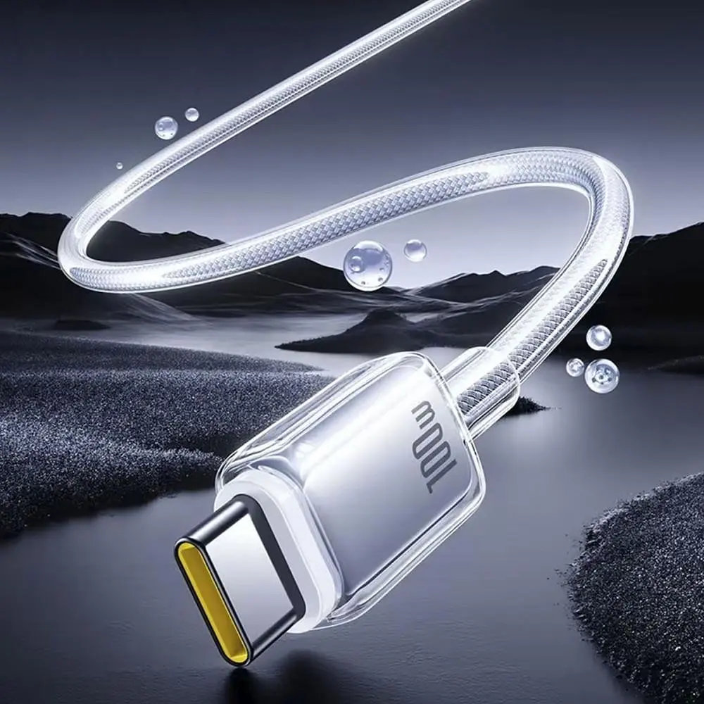Кабель Baseus Crystal Fast Charging Data USB to Type-C (Car Charging Supported) 100W/7.5W (1m) white (E0427900) - фото 4