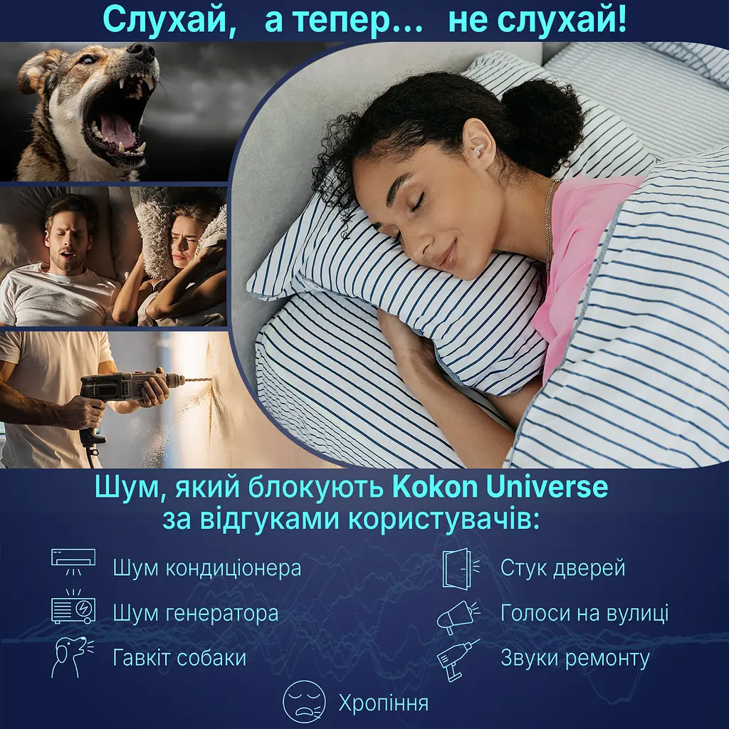 Многоразовые беруши для сна 31 дБ с повышенной эластичностью | 3 размера XS, S и M в комплекте Kokon Universe с фильтром (1135-02) - фото 3