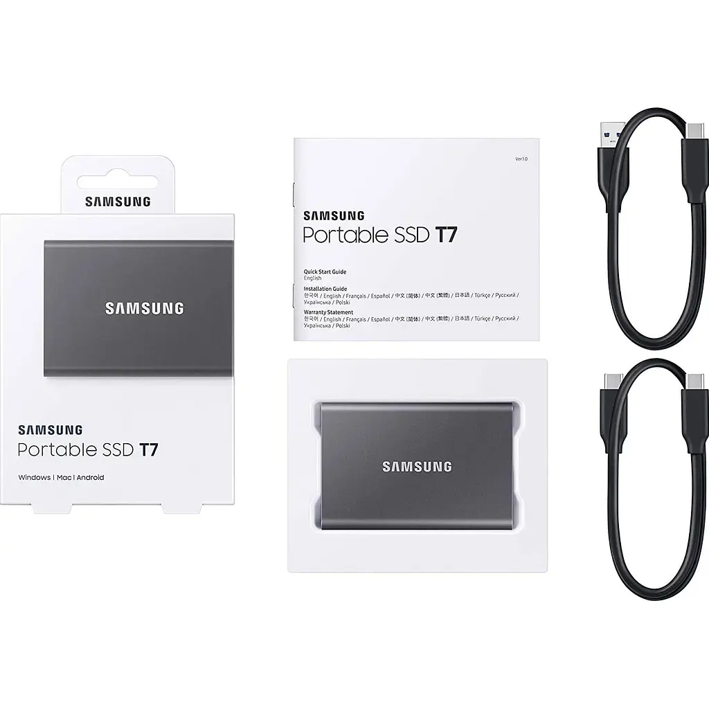 Накопитель SSD Samsung SSD 1TB T7 USB 3.2 1000 980 (MU-PC1T0T/WW) - фото 4