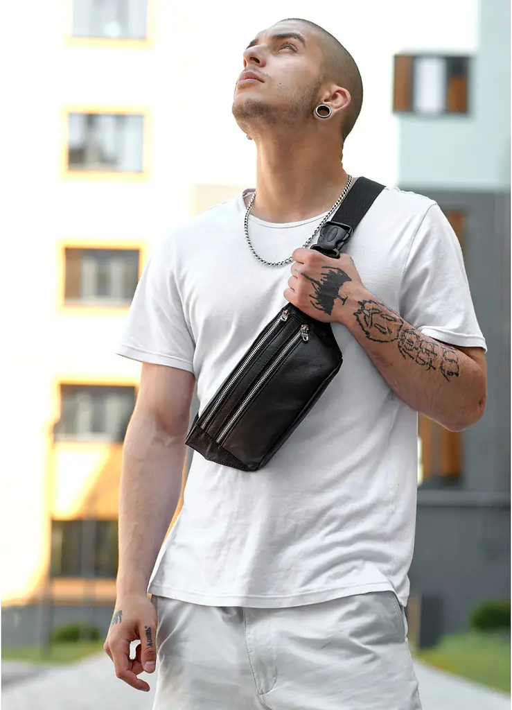 Мужская сумка бананка Sambag Tirso BTS черный 31 × 12 × 5 см (81333001m) - фото 3