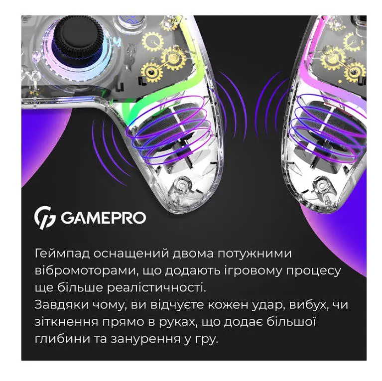 Геймпад Bluetooth джойстик GamePro GPS-13T Bluetooth 5.3/USB (PC/iOS/Android/PS3/PS4) DualShock RGB Transparent - фото 12