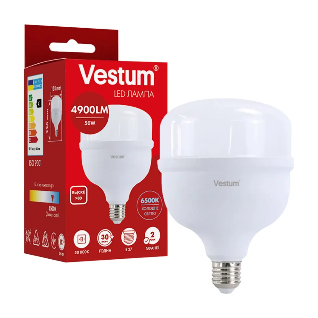 Лампочка Vestum LED T140 50W 6500K 220V E27 (1-VS-1610) - фото 2