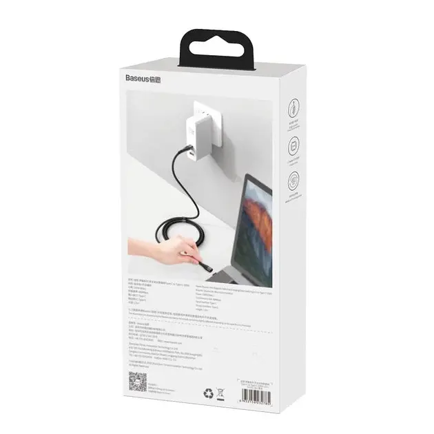 Кабель Baseus Zinc Magnetic Safe Fast Charging Cable Type-C to Type-C 100W 1.5m CATXC-Q01 Black - фото 6