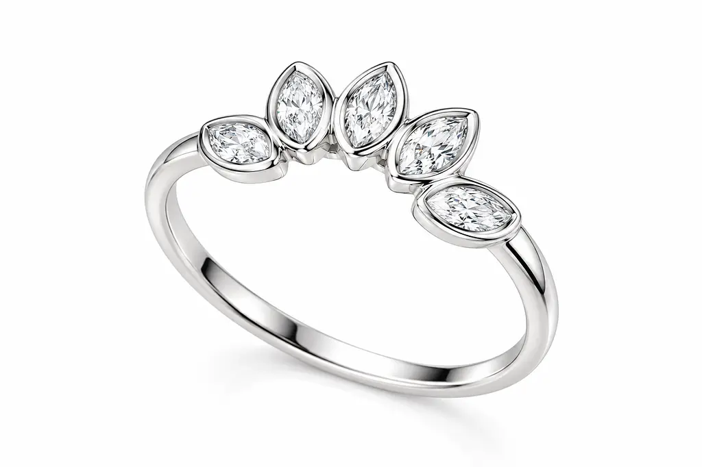 Жіноча каблучка Jewellery Continent з білого золота з фіанітами "Маркіз" 14.5 (К-0904)