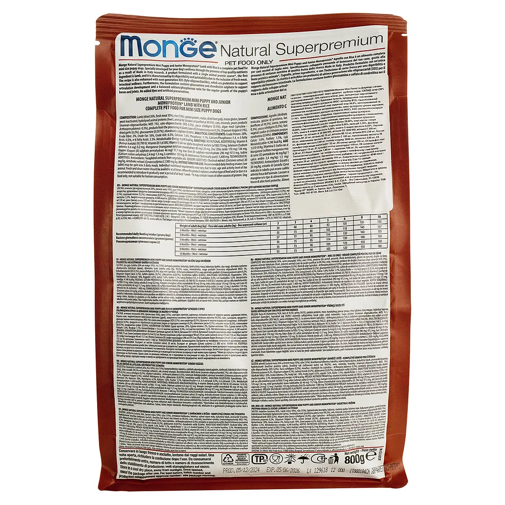 Сухий корм для цуценят Monge Dog Mini Puppy&Junior, ягня з рисом, 800 г - фото 3