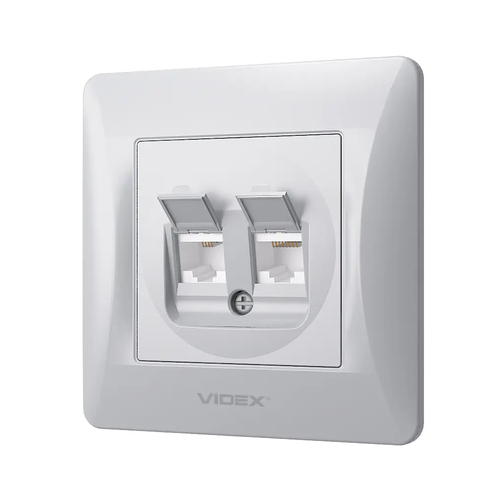 Розетка CAT6+CAT3 подвійна срібний шовк VIDEX BINERA VIDEX (25036-000) - фото 3