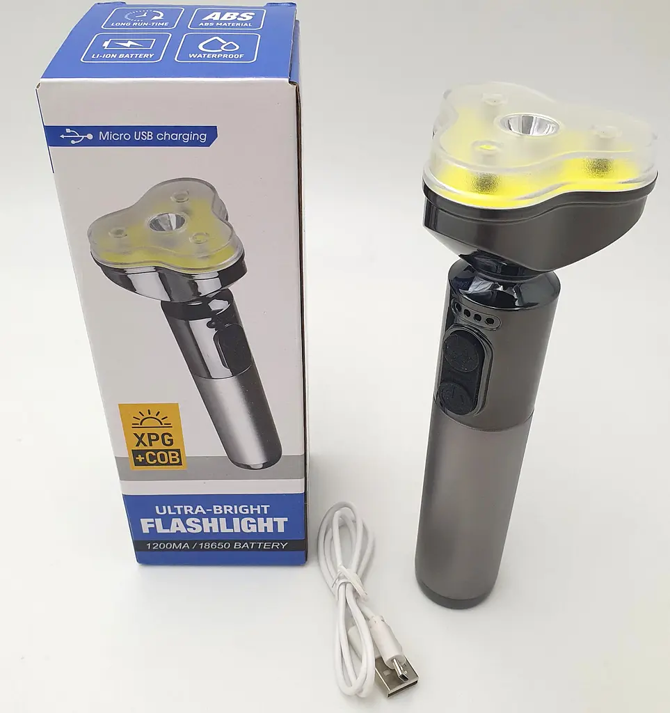 Ручний LED ліхтар XPG+COB акумуляторний ліхтарик 4 режими роботи USB заряджання 1200мА Ranchi RC-2101 - фото 2
