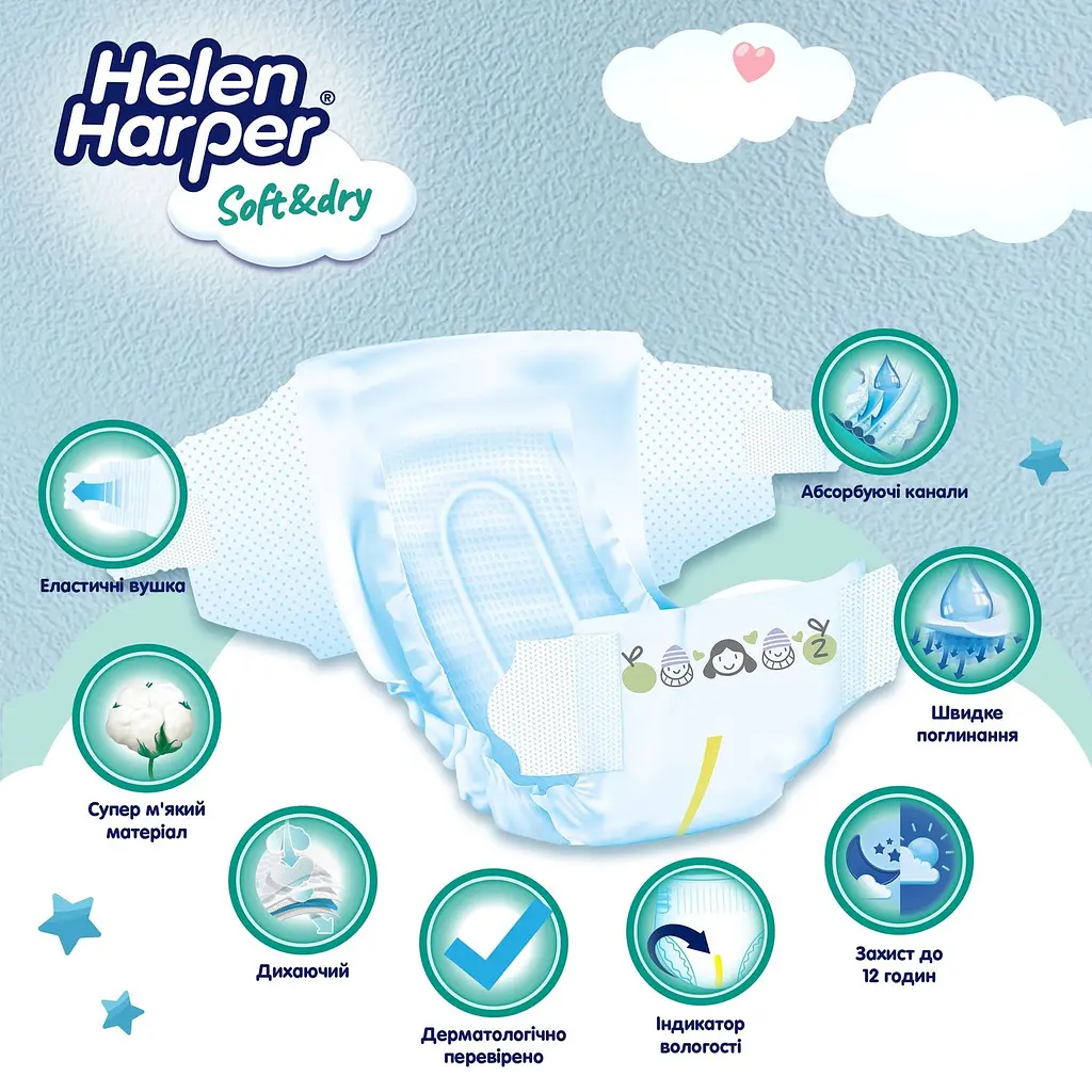 Подгузники Helen Harper Soft & Dry New Mini (2) 4-8 кг 43 шт. - фото 5