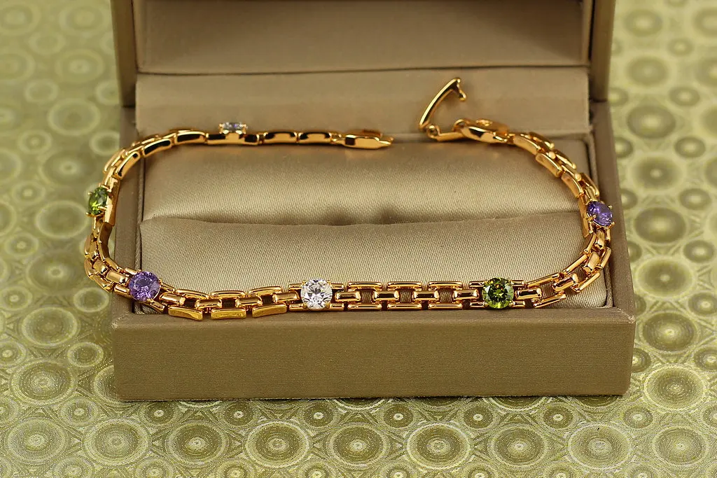Браслет Xuping Jewelry Манхеттен з різнокольоровими 19,5 см золотистий - фото 2