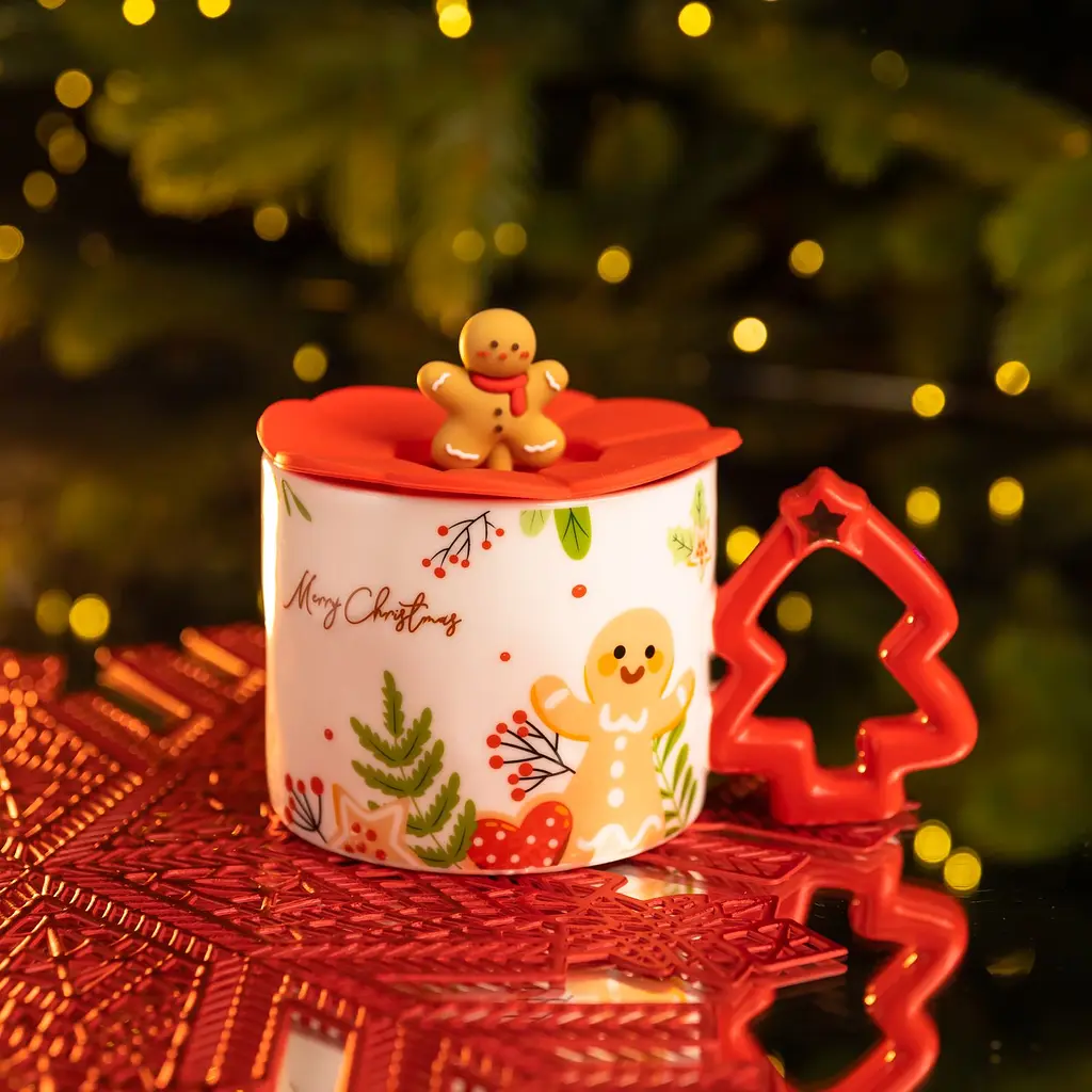 Чашка порцелянова Christmas Tree 400 мл кораловий FM-CS-18A - фото 3