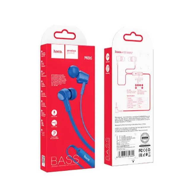 Проводные вакуумные наушники Hoco M86 Oceanic universal earphones with mic, 3.5mm, 1.2m, blue - фото 3