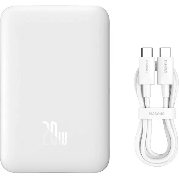 Внешний аккумулятор Baseus Magnetic Mini Wireless Fast Charge Power Bank 10000mAh 20W White [PPCX030002] [94806] - фото 4