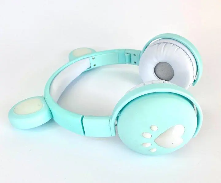 Беспроводные детские блютус наушники с микрофоном HELL BEAR ВК5 с ушками медвежонка и LED подсветкой мятный - фото 3