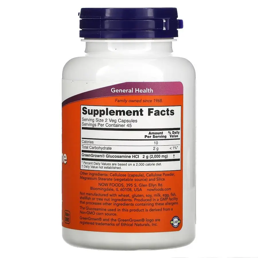 Препарат для суглобів і зв'язок Now Vegetarian Glucosamine 1000 mg 90 вегакапсул - фото 2