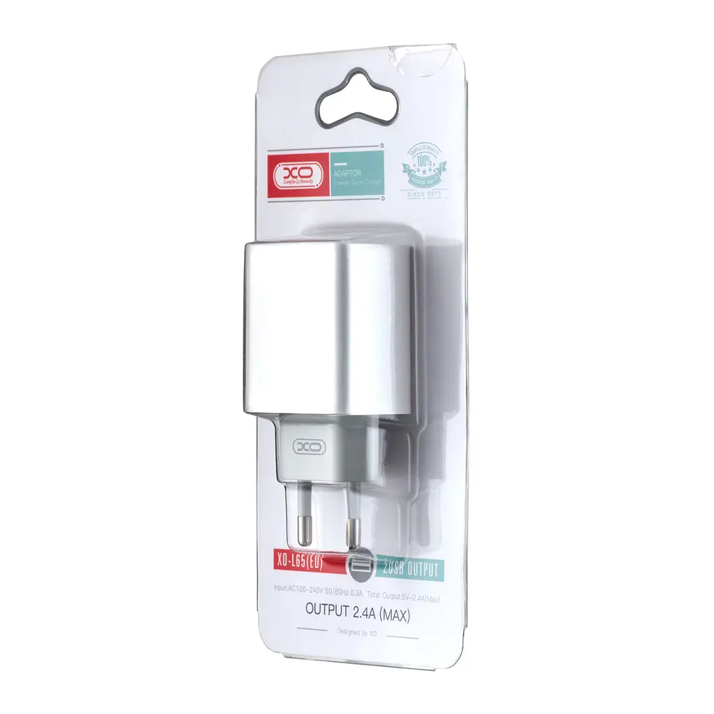 Мережевий зарядний пристрій XO L65EU 2.4A two USB charger Білий - фото 2
