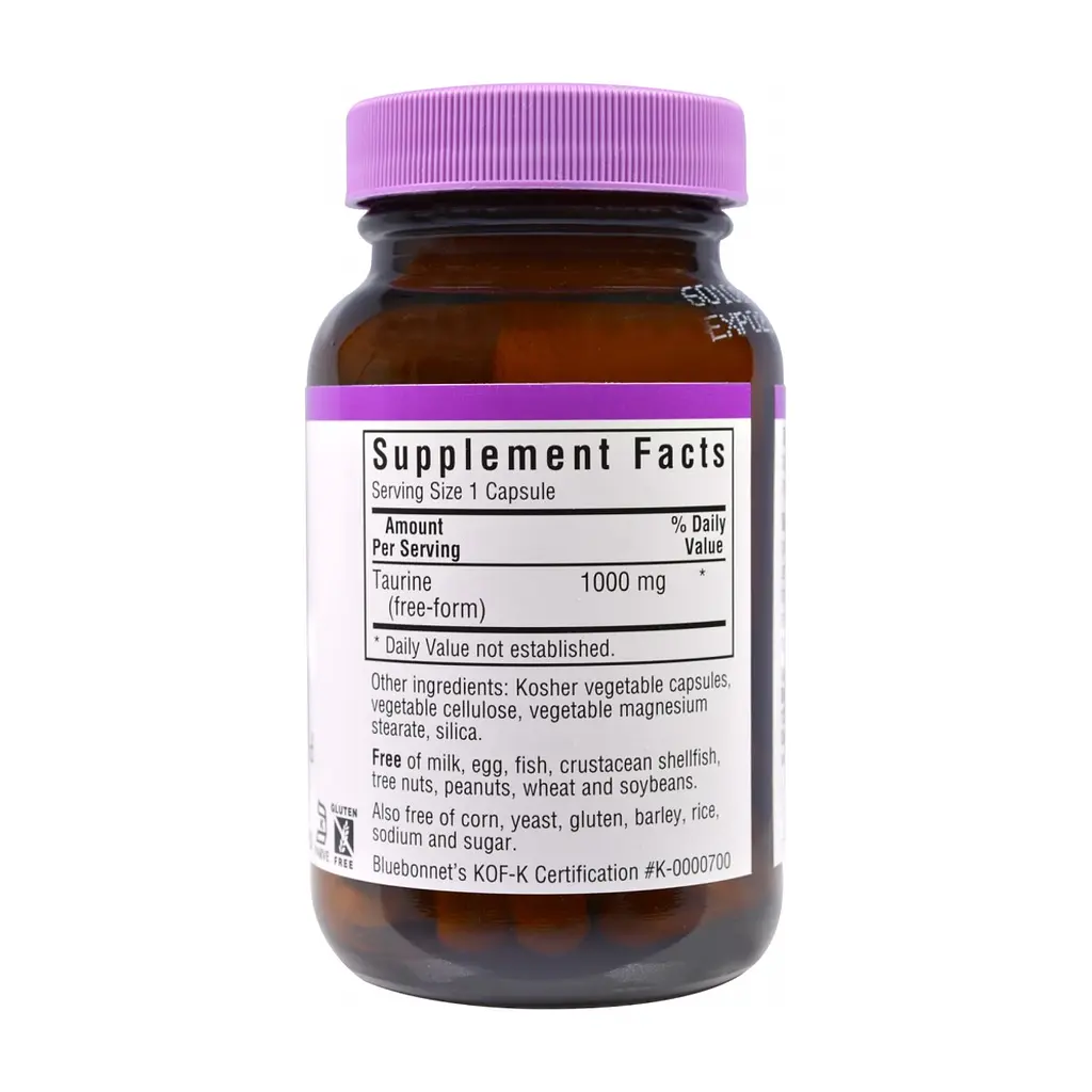 Амінокислота Bluebonnet Nutrition Таурин 1000 мг, 50 гелевих капсул (BLB-00087) - фото 2