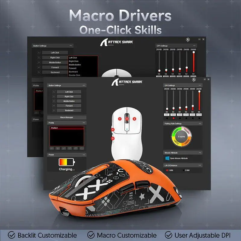 Бездротова мишка ATTACK SHARK X3 Orange | Сенсор PAW3395 | 65 годин акум - фото 8