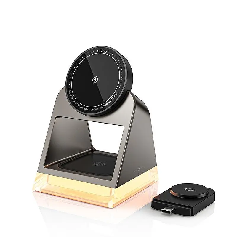 Зарядка Qi 4 in 1 Magnetic Wireless Charger W83 15W, Phone/AirPods/iWatch| - фото 2