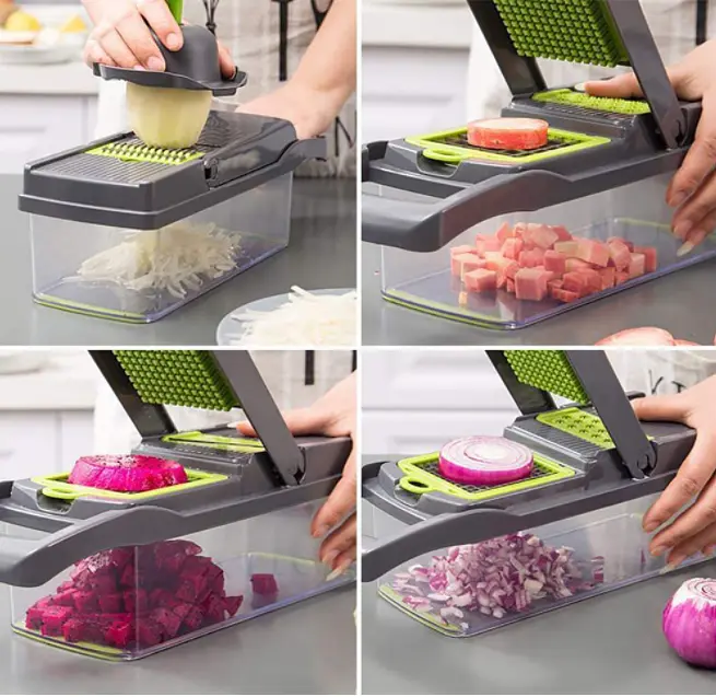 Овочерізка-подрібнювач Veggie Slicer 14 в 1 ситечко для яєць і ніж для чищення овочів KA-808 - фото 6