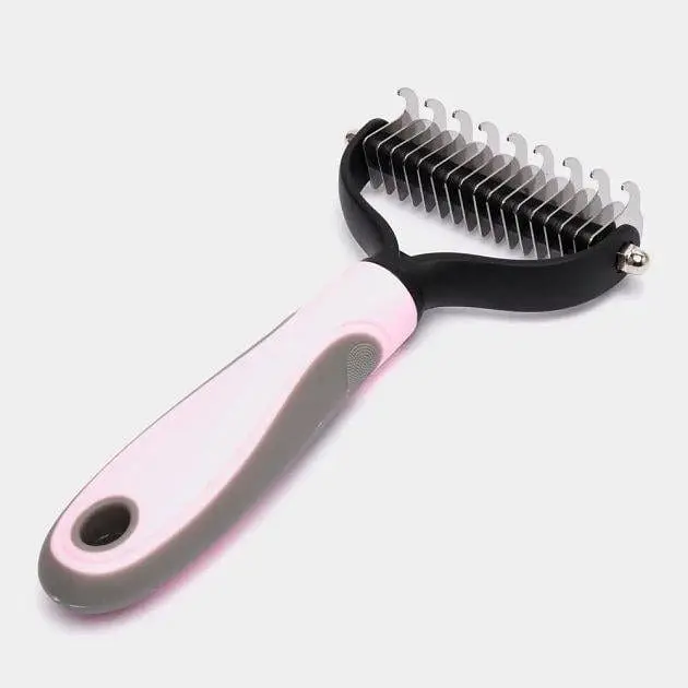 Щітка-гребінець для тварин двостороння Pet Knot Comb для вичісування шерсті котів та собак Рожевий  - фото 5