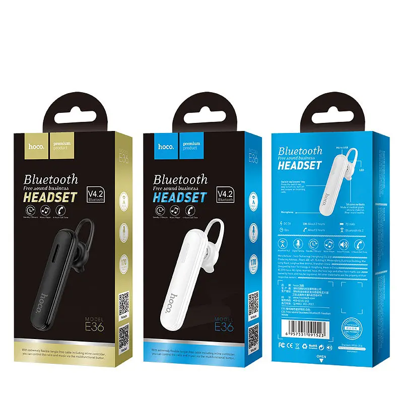 Bluetooth-гарнітура Hoco E36 Free Sound Business Bluetooth Headset (Black) [73928] - фото 6