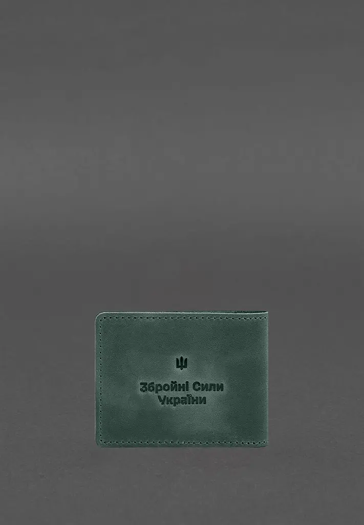 Кожаная обложка для удостоверения участника боевых действий (УБД) 2.2 зеленая Crazy Horse - фото 5
