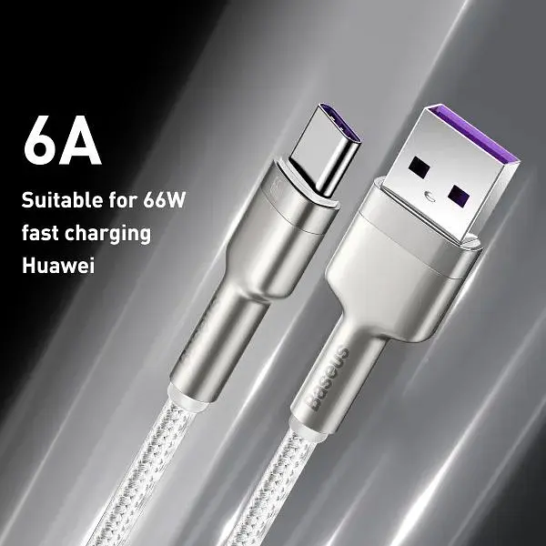 Кабель Baseus Cafule Metal Data Cable USB-A to USB-C 1m White (CAKF000102) [169650] - фото 5