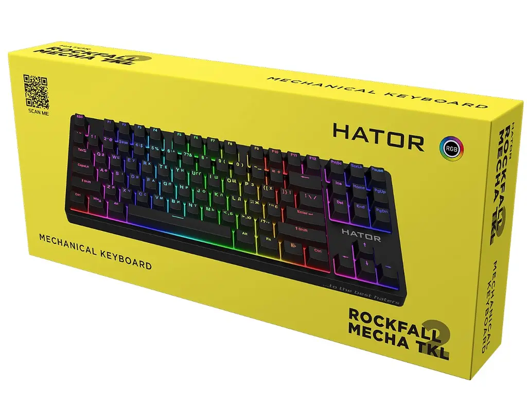 Клавіатура ігрова механічна HATOR HTK520 Black Rockfall 2 Mecha TKL Orange - фото 6
