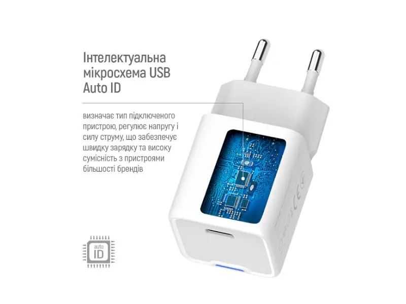 Мережевий зарядний пристрій ColorWay GaN Mini 30 W White (CW-CHS054PD-WT) - фото 5