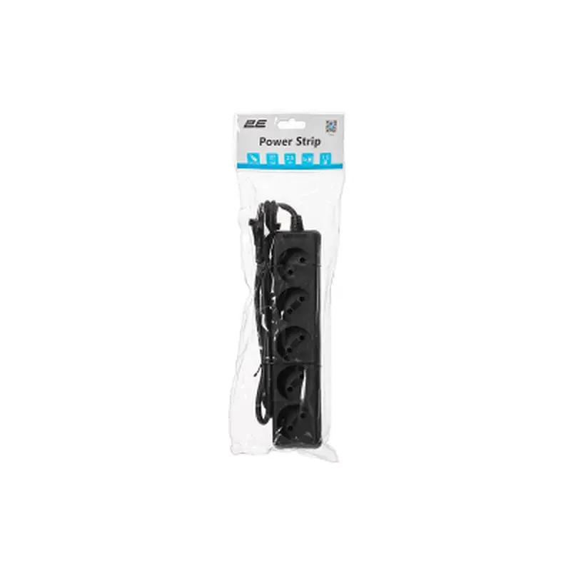 Мережевий подовжувач 2E 5XCEE7/17, 1.5м, black (2E-U0510M1.5BK) - фото 5