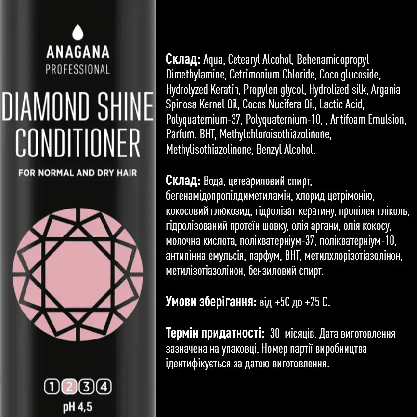 Кондиционер Бриллиантовый блеск для всех типов волос ANAGANA 250 мл - фото 3