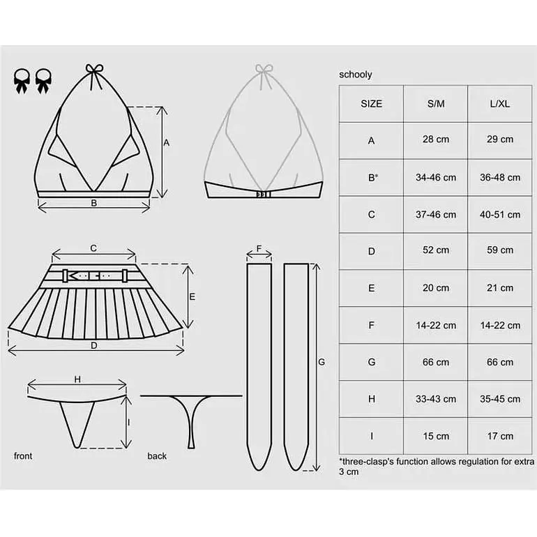 Эротический костюм школьницы с мини-юбкой Obsessive Schooly 5pcs costume бело-красный S/M - фото 7