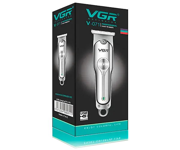 Машинка для стрижки волосся, вусів та бороди VGR V-071 бездротова з USB зарядкою 5W срібляста (24322-V-071_277) - фото 6