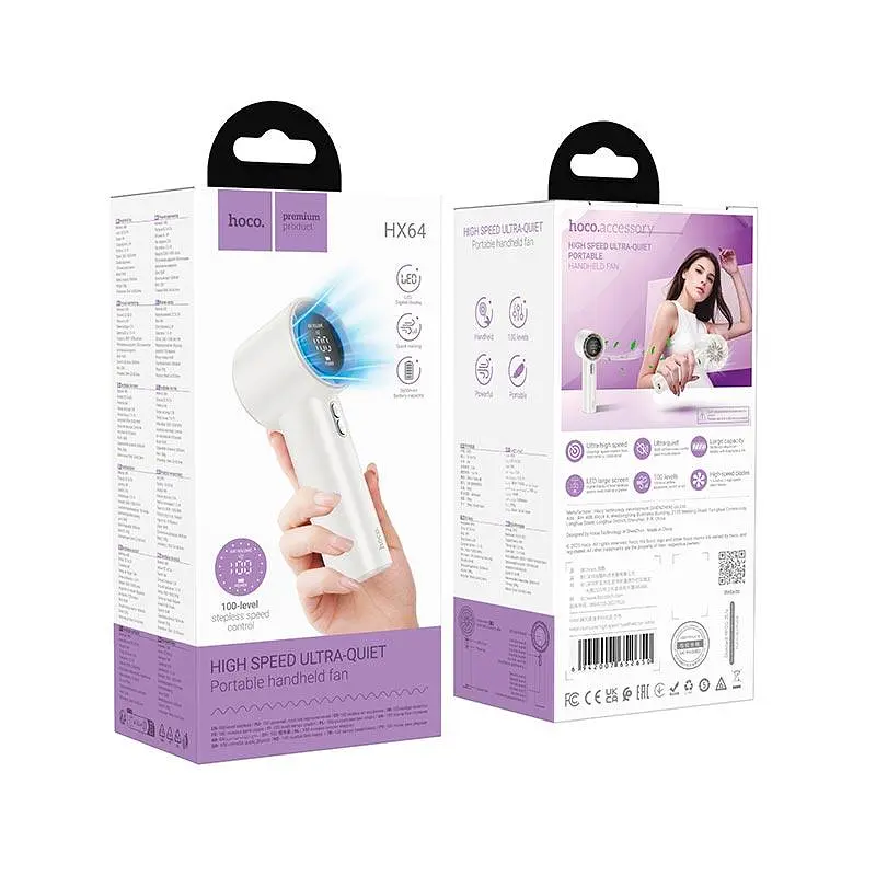 Вентилятор Hoco Hurricane high speed handheld fan HX64 з екраном на акумуляторі до 7 годин - фото 2