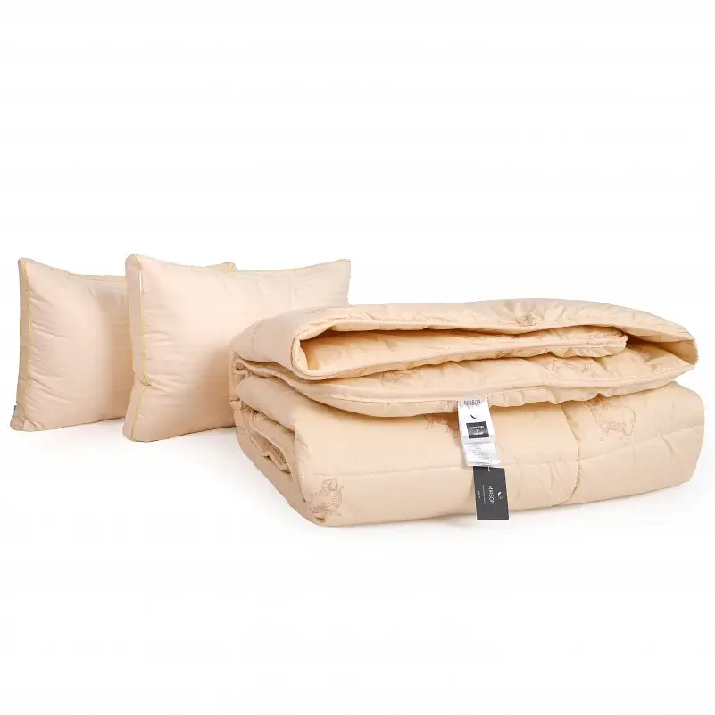 Набір MirSon вовна №9562 Gold camel Wool зима ковдра 200х220 см + 2 подушки білий (2200010806328) - фото 2