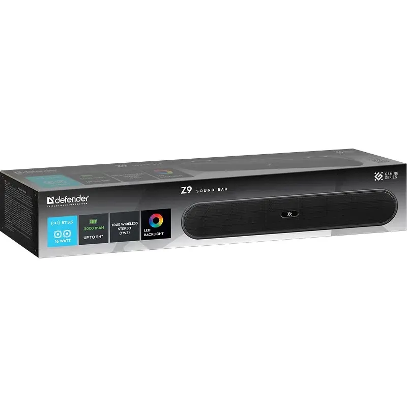 Акустична система 1.0 Defender Саундбар Z9 16Вт, Bluetooth/FM/USB/TF/AUX, LED чорна - фото 6