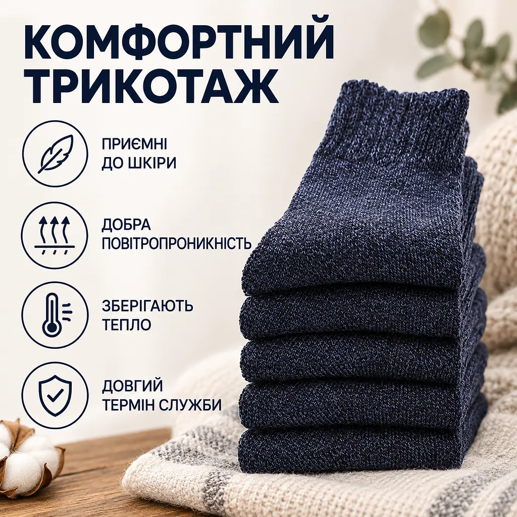 Універсальні чоловічі шкарпетки махрові розмір 39-46 Solve — термо-шкарпетки , 5 пар, KT7003804 - фото 10