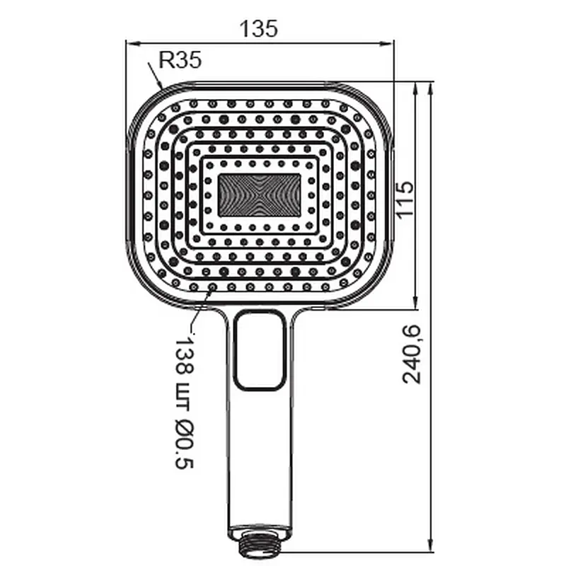 Ручний душ Koer 3 режими KP-0404-05 KR5001, Чорний матовий - фото 2