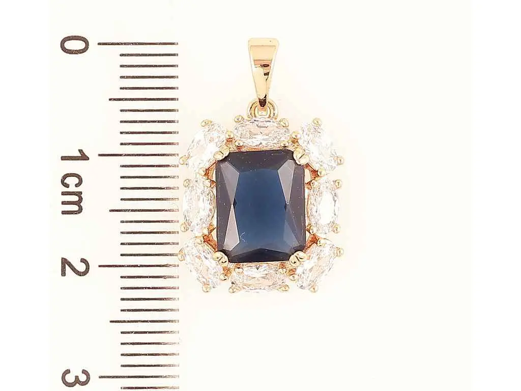 Кулон XUPING Позолота 18K «Синій фіаніт в обрамленні цирконію» для ланцюжка до 5мм (262194) - фото 2