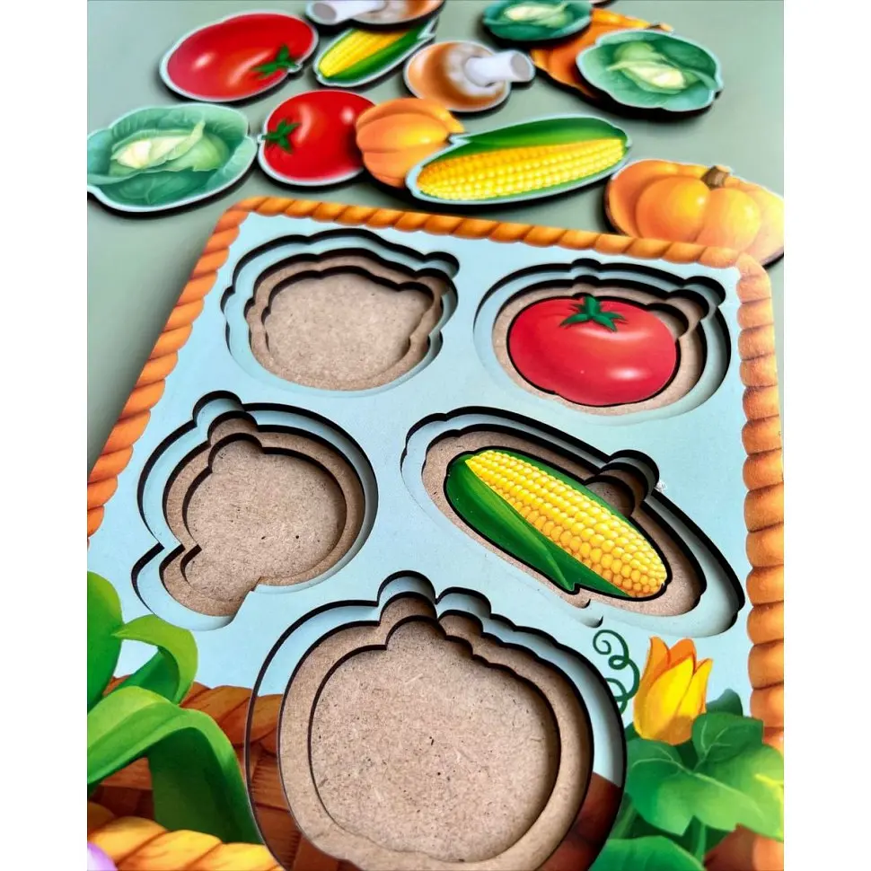Настільна розвиваюча гра "Кошик з овочами-2" Ubumblebees (ПСФ043) PSF043 сортер-вкладиш - фото 3
