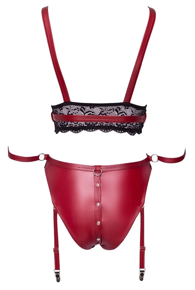 Комплект Cottelli Collection Bra Set Bondage L червоний - фото 5