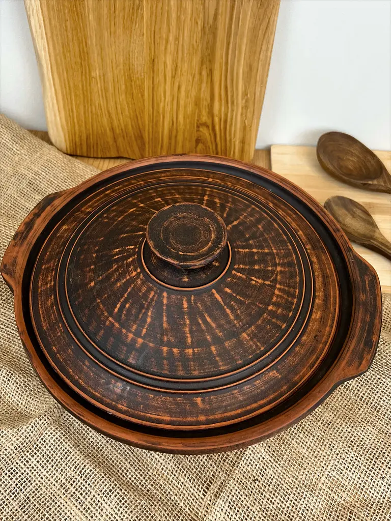 Сковорода з ручками керамічна (глиняна) різьблена №7 3 л - фото 4