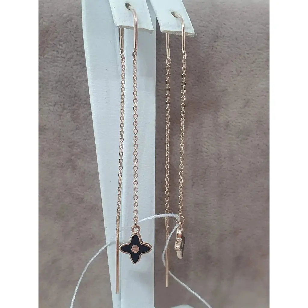 Золоті сережки-протягання Tango Конюшина Луі з емаллю. 500057Е - фото 3