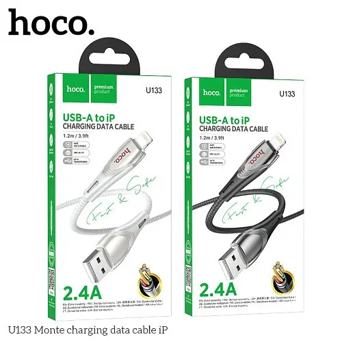 Кабель HOCO U133 Monte Charging Data Cable iP 1,2m. чорний - фото 2
