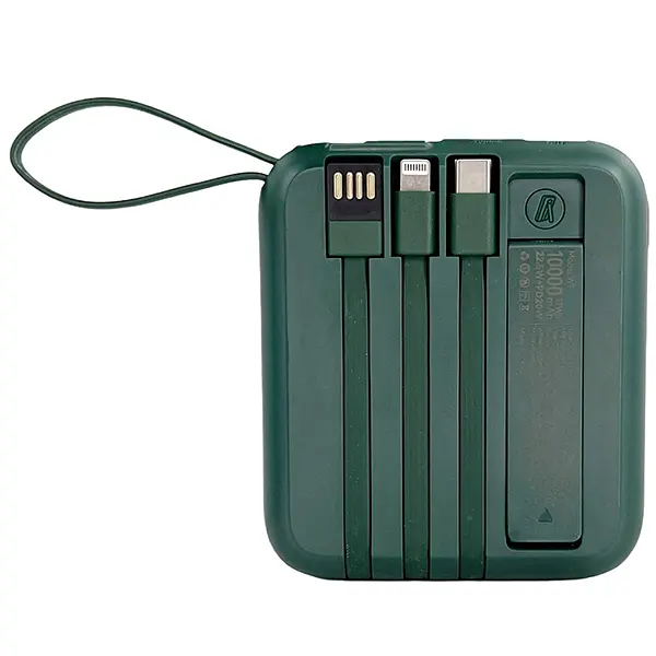 Павербанк Yoobao W1 / 10000 мАг / до 22.5 Вт / USB-C, USB-A, Micro-USB, MagSafe, Lightning / PD+QC / З кабелем / Зелений - фото 5