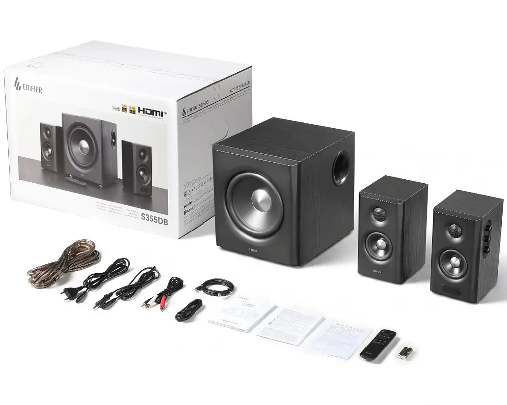 Активні колонки 2.1 Edifier S-355-DB 150W Sub Hi-Res, HDMI, Optical, Coax, Type-C, Bluetooth Black - фото 8