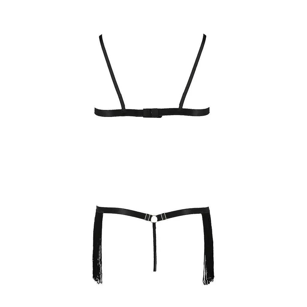Комплект білизни Passion Exclusive KASSANDRA SET OpenBra 2XL/3XL black, ліф, трусики-спідниця - фото 6