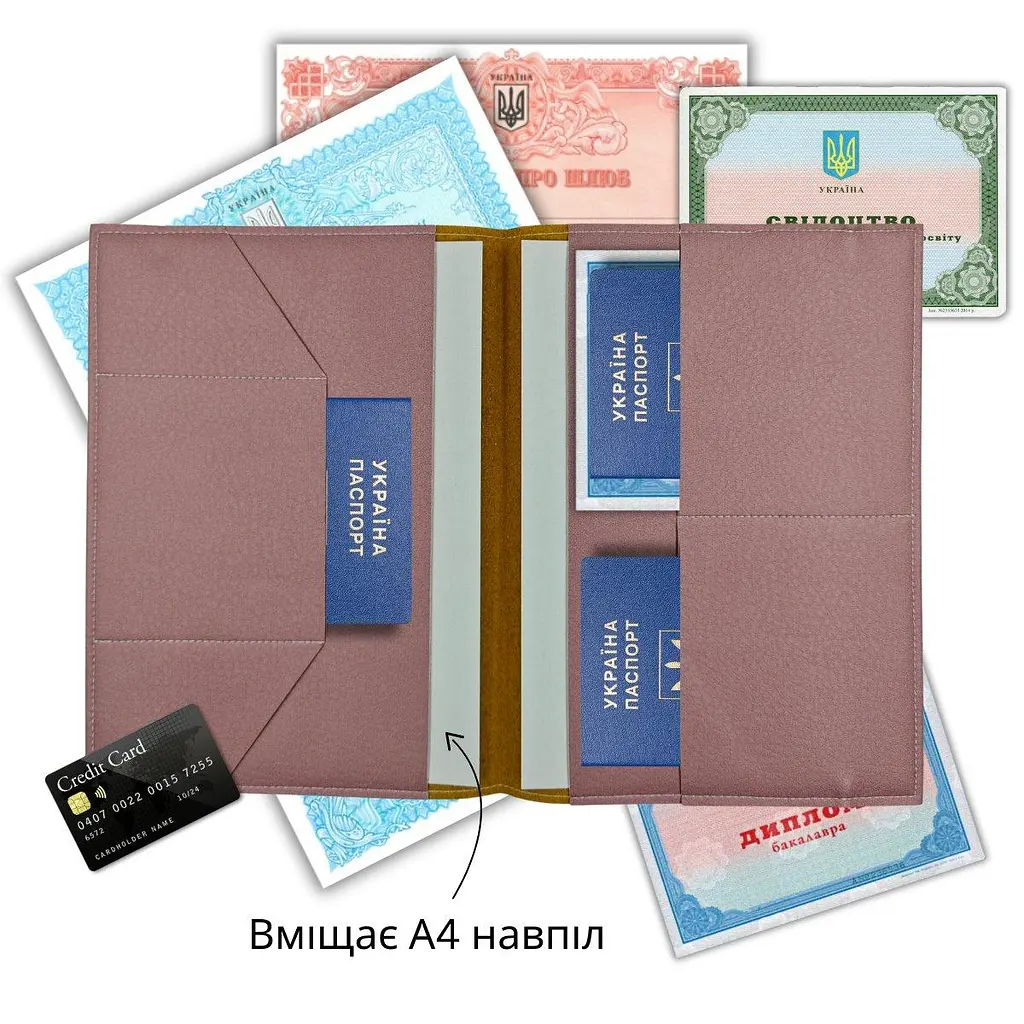 Органайзер для документів А5 рожевий, папка з принтом глітер - фото 3