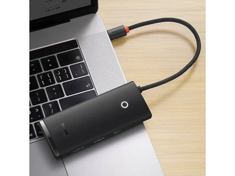 Мультипортовий адаптер BASEUS Lite Series 6-Port USB-A HUB Black (WKQX050001) - фото 8