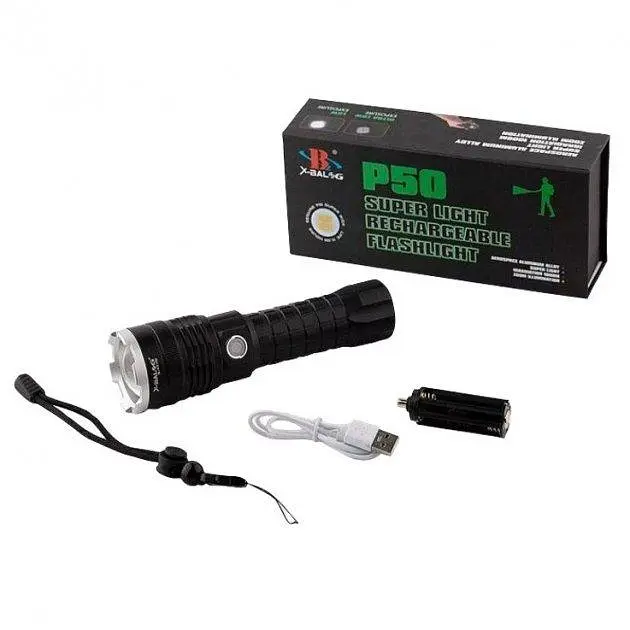 Ліхтар ручний X-Balog BL-A72-P50 zoom +18650 + microUSB + 3 режима - фото 4